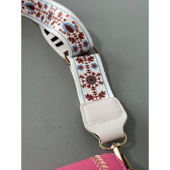 SN & Fashion Colorblock Shoulder Bag Graphic Flap Deauty 1897 Pink White Floral - Picture 9 of 10